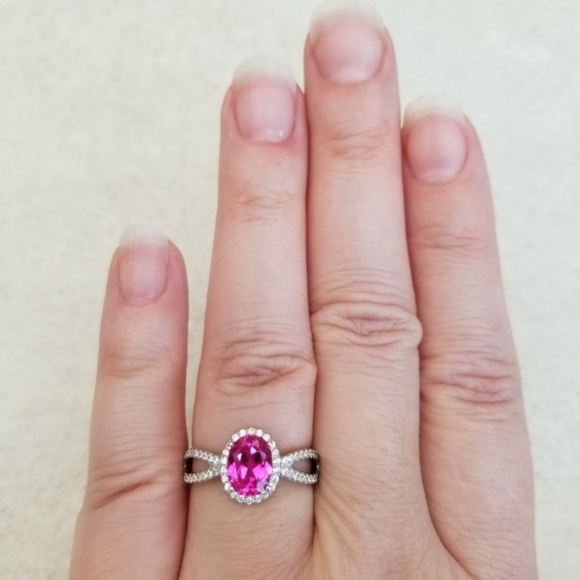 1.75ct Lab Created Pink Sapphire Ring - Picture 7 of 8